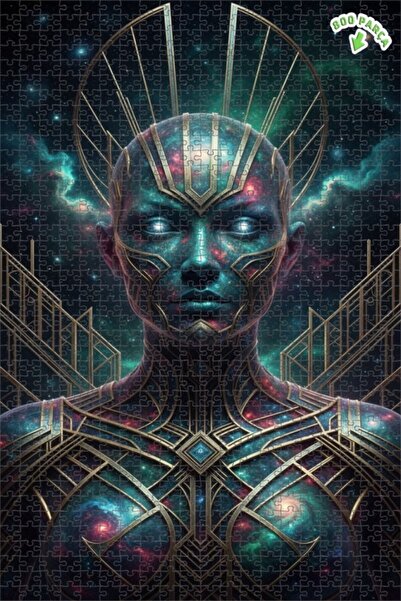 Teona Ahşap لوحة فنية بتصميم إنساني فلكي كوني، لوحة زيتية بإطار خشبي مزدوج ال...