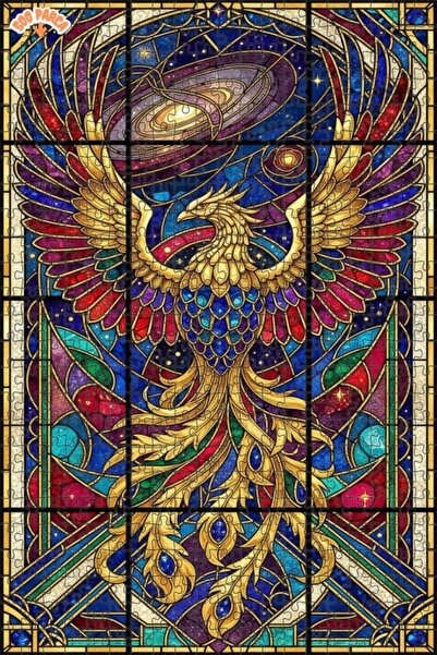 Teona Ahşap Gorgeous Galactic Phoenix Double Layer Framed Wooden Puzzle 500 P...
