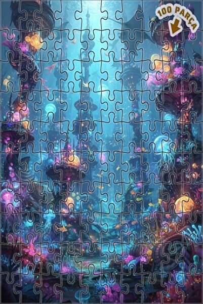 Teona Ahşap لغز خشبي بإطار مزدوج الطبقات بمظهر لوحة زيتية لمدينة تحت البحرية ...