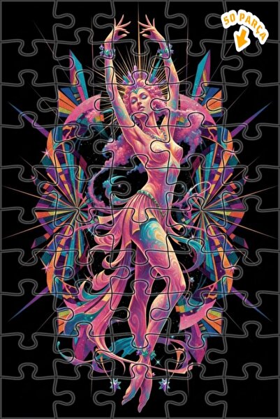 Teona Ahşap لغز خشبي مؤطر بطبقتين من الفن الرقمي للراقصة الساحرة، 50 قطعة، 15×25