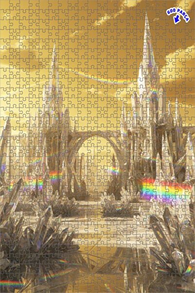 Teona Ahşap لغز خشبي مؤطر بطبقتين من كريستال سيتي تيلنج 600 قطعة 50x35