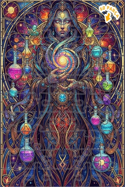 Teona Ahşap لغز خشبي مؤطر بطبقتين من الفن الكوني السحري 50 قطعة 15×25