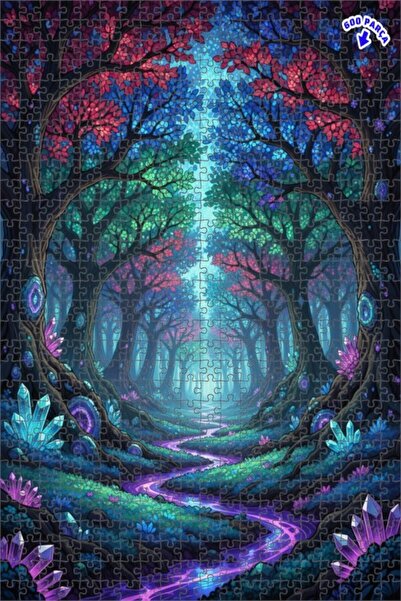 Teona Ahşap لغز فني بتصميم غابة سحرية ونهر كريستالي بمظهر لوحة زيتية 600 قطعة...