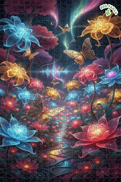 Teona Ahşap لوحة زيتية لفراشات سماوية وزهور متوهجة، لغز خشبي بإطار مزدوج الطب...