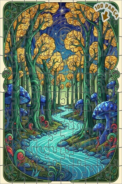 Teona Ahşap لغز خشبي مؤطر بطبقتين من فن نهر الغابة الغامضة 100 قطعة 25x25