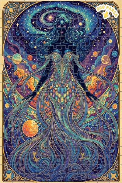 Teona Ahşap Universal Beauty Magical Galaxy Woman Oil Painting Double-Deck Fr...