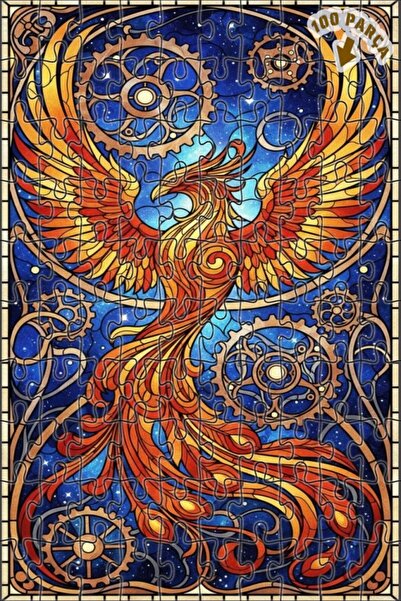 Teona Ahşap لغز خشبي من ماركة ماجيكال إميرالد فينيكس آرت مطبوع مكون من 100 قط...