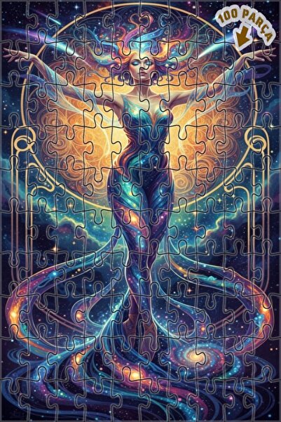 Teona Ahşap لغز خشبي بإطار مزدوج الطبقات بمظهر فني رقمي للنساء من كوزميك دانس...