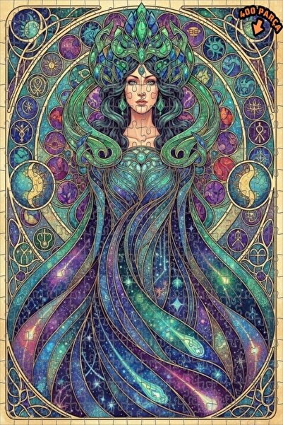 Teona Ahşap لغز خشبي مؤطر بطبقتين بفن الزجاج الملون للملكة الكونية الفخمة 400...