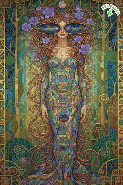 Teona Ahşap لوحة زيتية بتصميم شخصية أنثوية وغابة، بازل خشبي مؤطر بطبقتين 800 ...