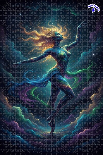 Teona Ahşap لغز خشبي بتصميم راقصة الكون، لغز خشبي ذو طبقتين، 600 قطعة، 50x35 سم