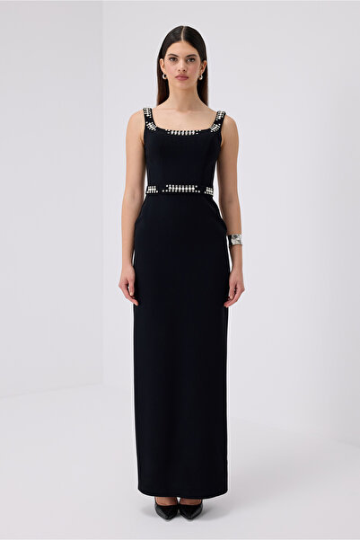 Angle Create Taş İşlemeli Uzun Abiye Davet Elbisesi