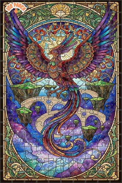 Teona Ahşap لغز خشبي بإطار مزدوج الطبقات من فن الزجاج الملون على شكل طائر الف...