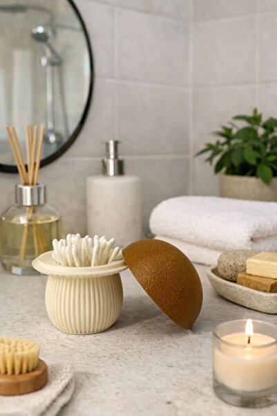 NOVATECH İNOVASYON Mantar Tasarımlı Kulak Çubuğu Saklama Kutusu Dekoratif & F...