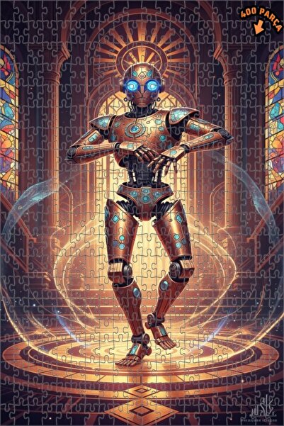 Teona Ahşap لغز خشبي بتصميم روبوت ستيمبانك يرقص بمظهر لوحة زيتية 400 قطعة 35×35