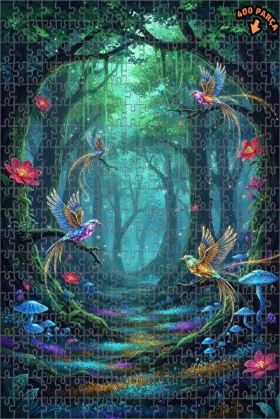 Teona Ahşap لغز فني على شكل طيور الغابة السحرية بمظهر الألوان المائية 400 قطع...