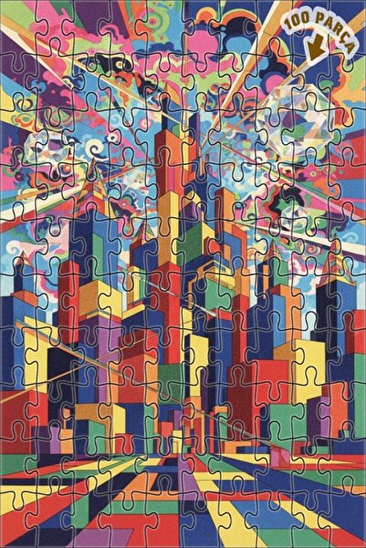 Teona Ahşap لغز خشبي بإطار مزدوج الطبقات بمظهر فني سايكيدليك 100 قطعة 25×25