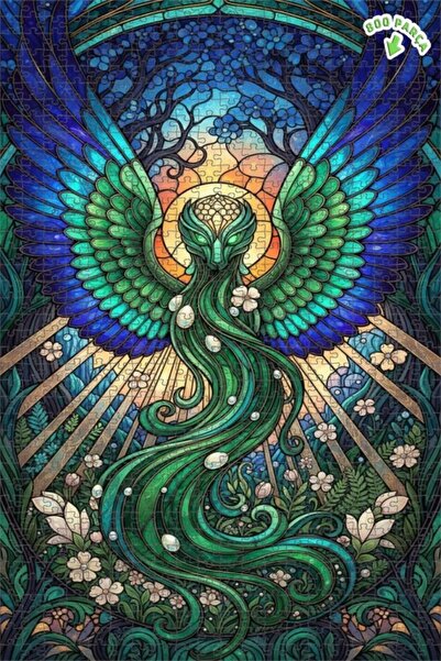 Teona Ahşap لغز خشبي مؤطر بطبقتين من الروح الخضراء ذات الأجنحة السحرية 800 قط...