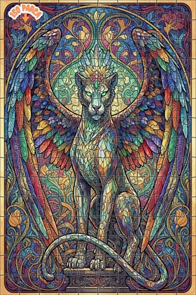 Teona Ahşap لغز خشبي فني من الفسيفساء على شكل النمر ذو الأجنحة 150 قطعة 20x30