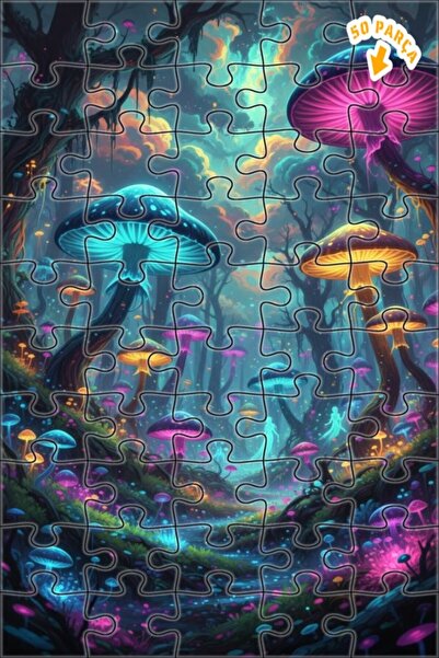 Teona Ahşap لوحة زيتية فنية رقمية لغابة الفطر السحرية، لوحة خشبية مؤطرة بطبقت...