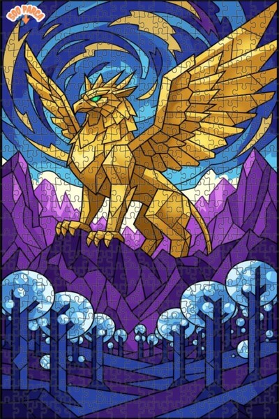 Teona Ahşap لغز خشبي بإطار ذو طبقتين بمظهر فسيفساء زجاجي ذهبي اللون 500 قطعة ...