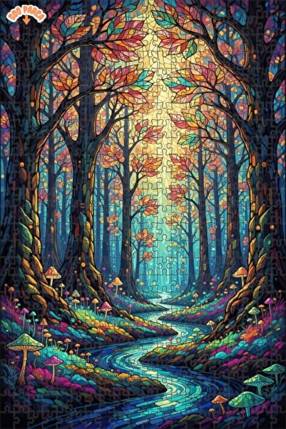 Teona Ahşap لغز خشبي بتصميم فسيفساء نهر الغابة السحرية، ذو طابقين، مؤطر، 500 ...