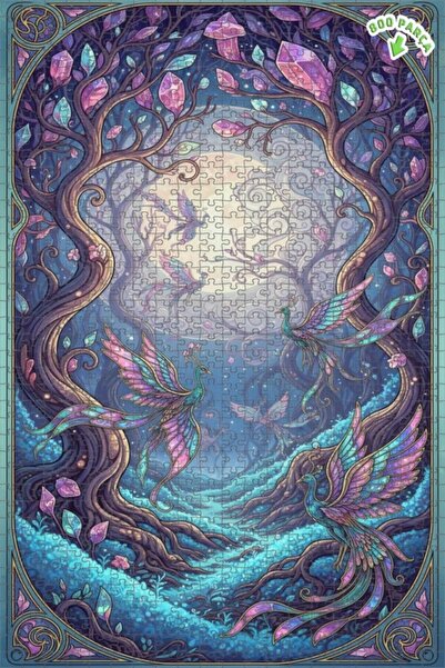 Teona Ahşap لغز فني بمظهر الألوان المائية لطيور الغابة الغامضة 800 قطعة 70x50