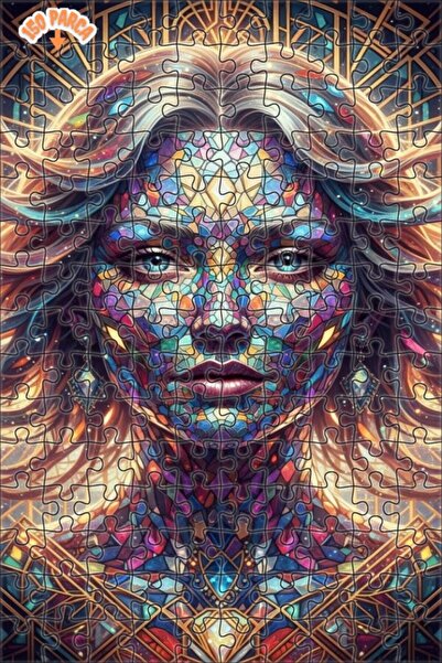 Teona Ahşap لغز خشبي بإطار مزدوج الطبقات بمظهر لوحة زيتية لوجه امرأة فسيفسائي...