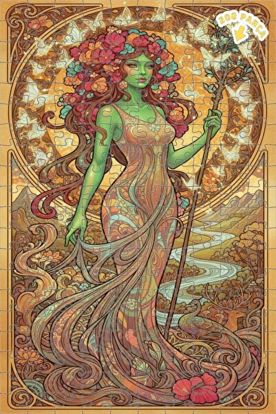 Teona Ahşap لغز خشبي مؤطر بطبقتين بتصميم فني حديث مع باقة زهور خضراء 200 قطعة...