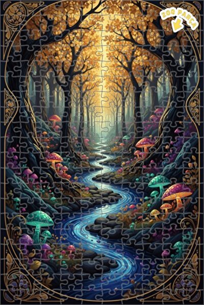 Teona Ahşap لغز خشبي بمنظر طبيعي لجبل الغابة الساحرة مع مشهد نهر، 200 قطعة، 2...