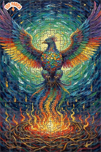 Teona Ahşap لغز خشبي بإطار ذو طبقتين بمظهر لوحة زيتية لطائر الفينيق السماوي 1...