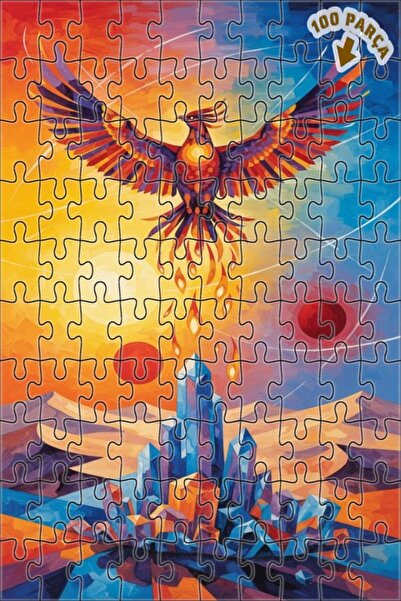 Teona Ahşap لغز خشبي رائع على شكل طائر الفينيق ذو طبقتين بإطار 100 قطعة 25×25