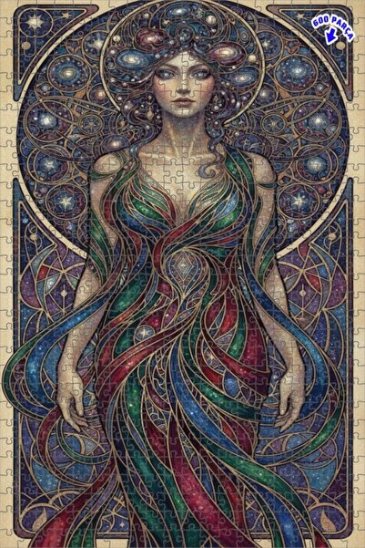 Teona Ahşap لغز خشبي مؤطر بطبقتين بتصميم فني تجريدي لسيدة الكون 600 قطعة 50×35