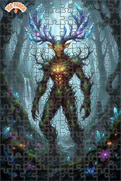 Teona Ahşap لغز فني على شكل وحش ذو قرون من الغابة، مظهر لوحة زيتية، 150 قطعة،...