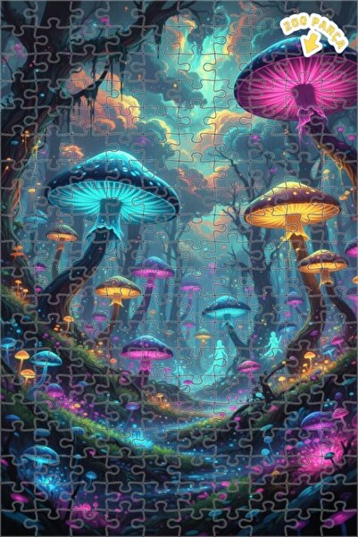 Teona Ahşap لوحة زيتية فنية رقمية لغابة الفطر السحرية، لغز خشبي بإطار مزدوج ا...