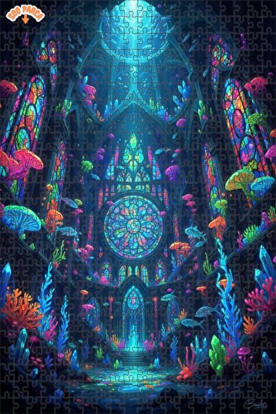 Teona Ahşap لغز خشبي رائع بإطار مزدوج الطابق من الفسيفساء الزجاجية الملونة عل...