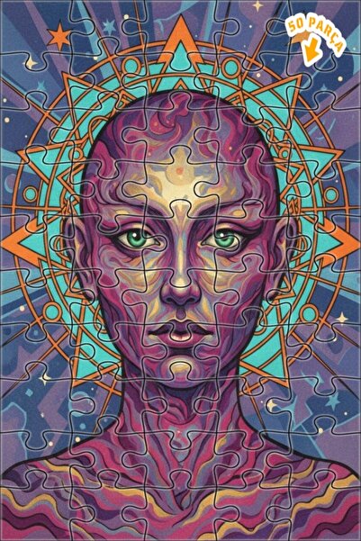 Teona Ahşap لغز خشبي بإطار مزدوج الطبقات بتصميم بوابة سايكيديليك بمظهر لوحة ز...