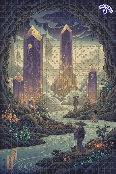 Teona Ahşap لغز فني لكهف الكريستال الغامض 600 قطعة 50×35