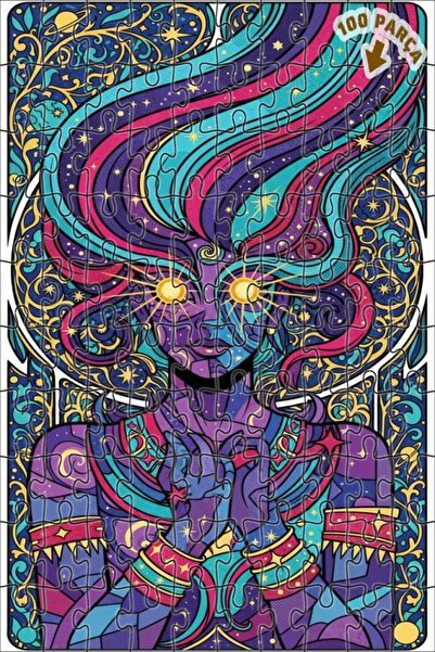 Teona Ahşap لغز خشبي بإطار مزدوج الطبقات بمظهر نسائي فلكي كوني 100 قطعة 25×25