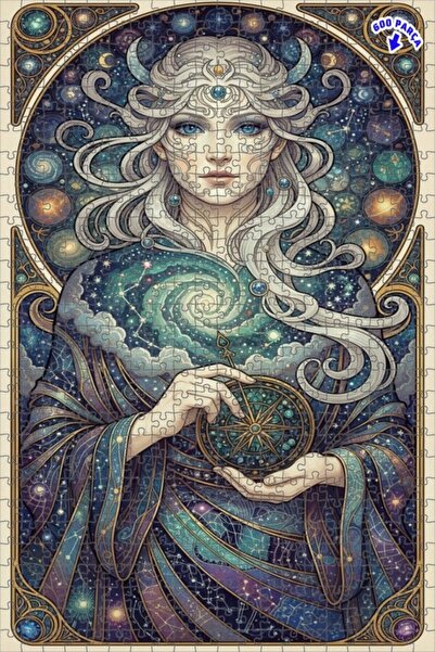 Teona Ahşap لوحة فنية لبوصلة كوزميك القديمة، لوحة زيتية بإطار خشبي مزدوج الطب...