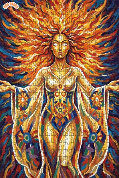 Teona Ahşap Dance of the Sun Oil Painting Look Modern Art Double Layer Framed...