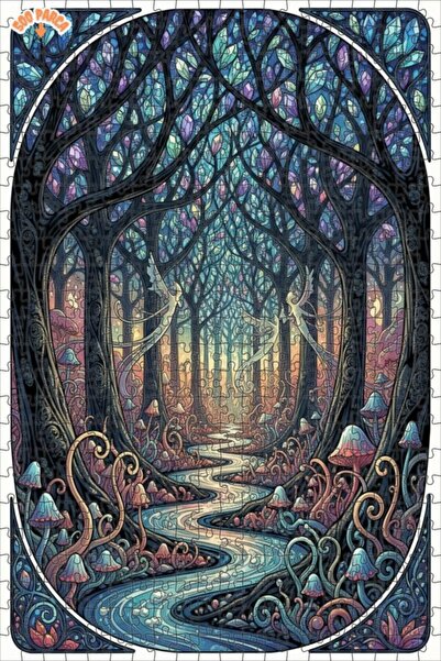 Teona Ahşap لغز خشبي فني بمظهر لوحة زيتية لجداول الغابة السحرية 500 قطعة 50×30