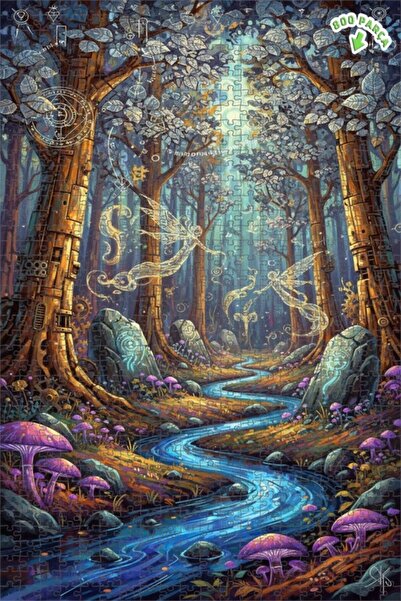 Teona Ahşap لغز خشبي مؤطر بطبقتين بمظهر لوحة زيتية لجنية الغابة الغامضة 800 ق...