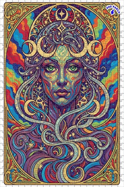 Teona Ahşap لغز خشبي بتصميم فني تجريدي ملون للمرأة الروحية 600 قطعة 50x35