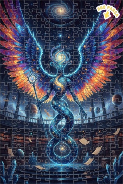 Teona Ahşap لغز خشبي مؤطر من طابقين لمكتبة الملاك الفلكية الكونية 200 قطعة 25×35