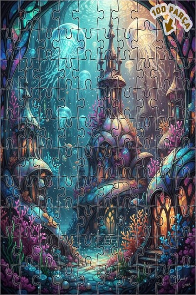 Teona Ahşap لغز خشبي بإطار مزدوج الطبقات بمظهر لوحة زيتية لمدينة تحت البحرية ...