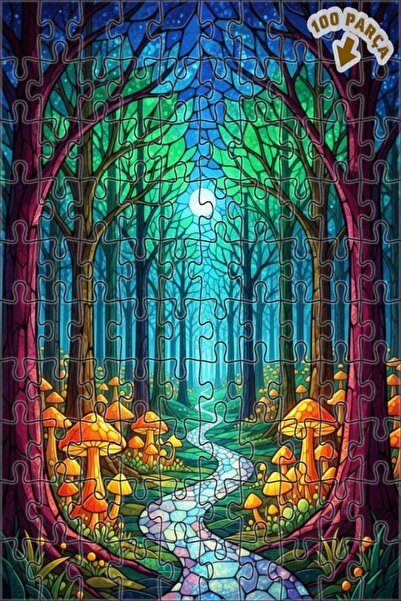 Teona Ahşap لغز خشبي مؤطر بطبقتين من فن الفسيفساء الغابة السحرية 100 قطعة 25x25