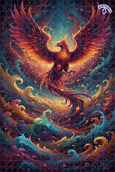 Teona Ahşap لوحة فنية بتصميم طائر الفينيق الأحمر بمظهر لوحة زيتية، إطار خشبي ...