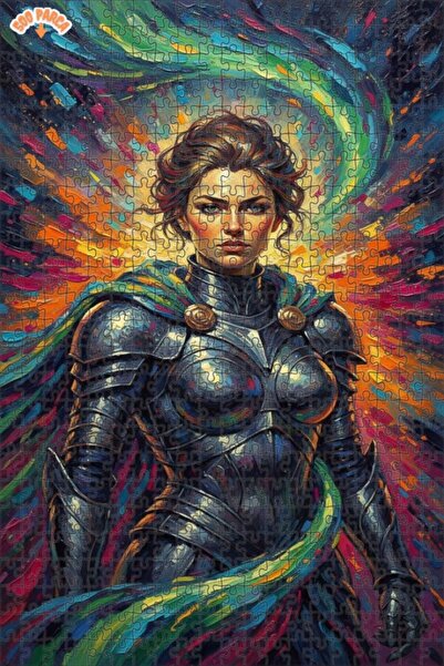 Teona Ahşap لغز خشبي بإطار مزدوج الطبقات بمظهر لوحة زيتية لمحاربة قوية من الإ...