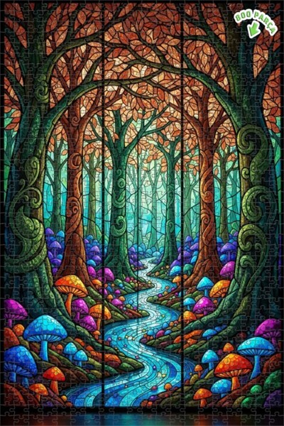 Teona Ahşap ألغاز خشبية ملونة على شكل فطر في غابة سحرية بإطار مزدوج الطبقات 8...